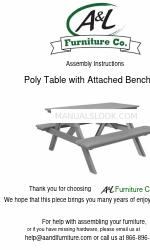 A&L Furniture Poly Table with Attached Benches Montage-instructies