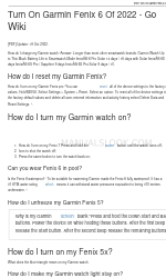 Garmin fenix Comment faire