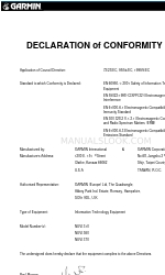 Garmin nuvi 310 Declaración de conformidad