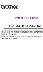 Brother Fax Operation Manual