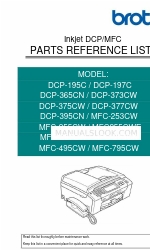 Brother DCP-365CN Lista de referencia de piezas