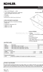 Kohler TEA-FOR-TWO K-856-H2 Specification Sheet