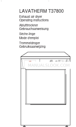 AEG LAVATHERM T37800 Operating Instructions Manual