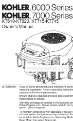 Kohler 6000 Series Manuel du propriétaire