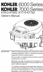 Kohler 6000 Series Manuel du propriétaire