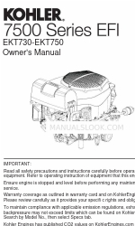 Kohler 7500 Series Owner's Manual