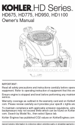 Kohler HD Series Benutzerhandbuch