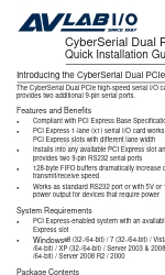 AvLab CyberSerial Dual PCIe Посібник зі швидкого встановлення