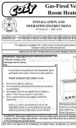 COZY VC201A-H and Installation And Operating Instructions Manual