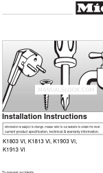 Miele K 1903 Vi Handleiding voor installatie-instructies