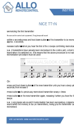 Allo RemoteControl NICE TT1N Instruções