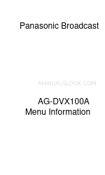 Panasonic AG-DVX100A - Pro 3-CCD MiniDV Proline Camcorder Menu Information