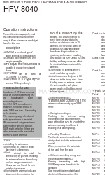 Diamond Antenna HFV8040 Operation Instructions