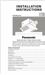 Panasonic Whisper-Lite FV-15VQL4 Руководство по установке