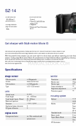 Olympus SZ-14, SZ-12 Specifications