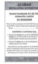 Axxess AX-BASSKNOB Manuale di istruzioni per l'installazione