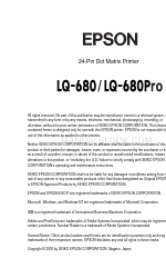 Epson 24-PIN DOT MATRIX PRINTER LQ-680 Podręcznik użytkownika