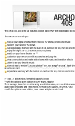 Archos 405 - 405 - Digital AV Player Opuscolo e specifiche