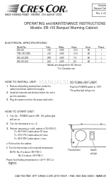 Cres Cor Banquet Warming Cabinet EB-150 Kullanım ve Bakım Talimatları