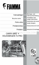 Fiamma CARRY-BIKE VOLKSWAGEN T5 PRO Инструкции по установке и использованию