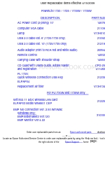 Epson 1735W - PowerLite WXGA LCD Projector Lista de peças