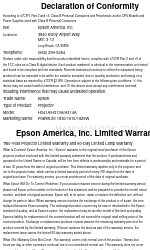 Epson 1925W - POWERLITE Multimedia Projector 적합성 선언