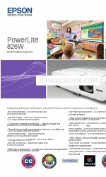 Epson 826W - PowerLite WXGA LCD Projector Specyfikacje