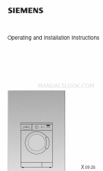 Siemens WS09X260HK 작동 및 설치 지침