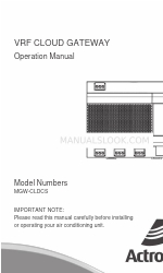 ActronAir MGW-CLDCS 운영 매뉴얼