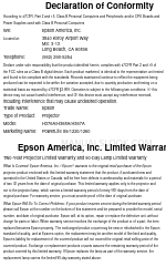 Epson PowerLite 1260 Declaration Of Conformity