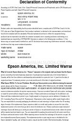 Epson 500DN - B Color Inkjet Printer Declaration Of Conformity