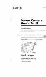 Sony CCD-TRV30 - Video Camera Recorder 8mm Operation Manual