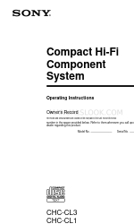 Sony CHC-CL1 - Compact Hi Fi Component System Operating Instructions Manual