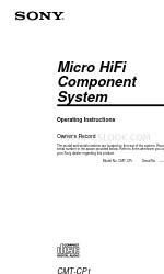 Sony CMT-CP1 - Micro Hi Fi Component System Gebruiksaanwijzing