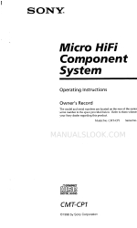 Sony CMT-CP1 - Micro Hi Fi Component System Gebruiksaanwijzing