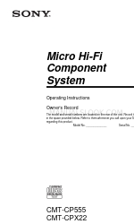 Sony CMT-CPX22 - Micro Hi Fi Component System Manual de Instruções