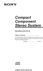 Sony CMT-ED1 - Micro Hi Fi Component System Kullanım Talimatları Kılavuzu