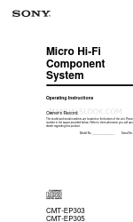 Sony CMT-EP303 - Micro Hi Fi Component System Operating Instructions Manual