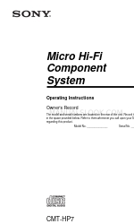 Sony CMT-HP7 - Executive Microsystem Kullanım Talimatları Kılavuzu