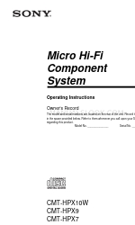 Sony CMT-HPX10W - Micro Hi Fi Component System Betriebsanleitung