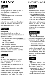 Sony CMT-HPX10W - Micro Hi Fi Component System Ergänzendes Handbuch