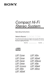 Sony LBT-XB3 Operating Instructions Manual