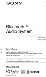 Sony MEX-BT2800 - Bluetooth Audio System Manuale di istruzioni per l'uso