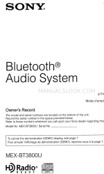 Sony MEX-BT3800U - Bluetooth Audio System 取扱説明書