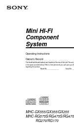 Sony MHC-GX555 - Mini Hi Fi Component System Kullanım Talimatları Kılavuzu