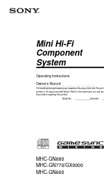 Sony MHC-GX9000 - Mini Stereo System Instrukcja obsługi