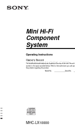 Sony MHC-LX10000 - High Power Mini Hi-fi System Kullanım Talimatları Kılavuzu