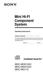 Sony MHC-MG110 - Mini Hi-fi Component System Panduan Petunjuk Pengoperasian