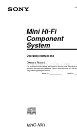 Sony MHC-NX1 Panduan Petunjuk Pengoperasian