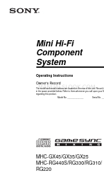 Sony MHC-RG310 Інструкція з експлуатації Посібник з експлуатації